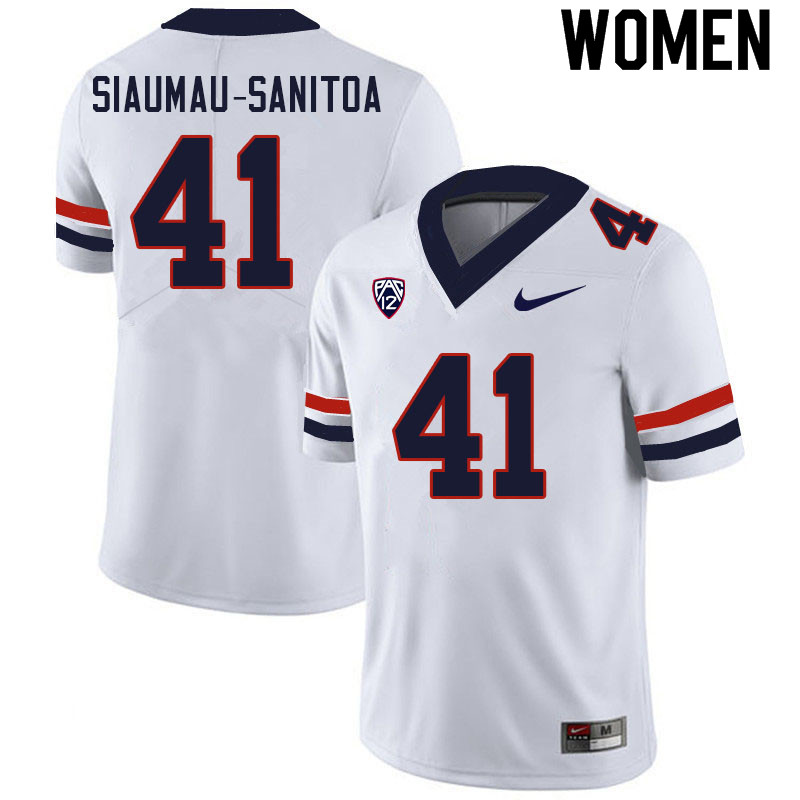 Women #41 Eddie Siaumau-Sanitoa Arizona Wildcats College Football Jerseys Sale-White - Click Image to Close